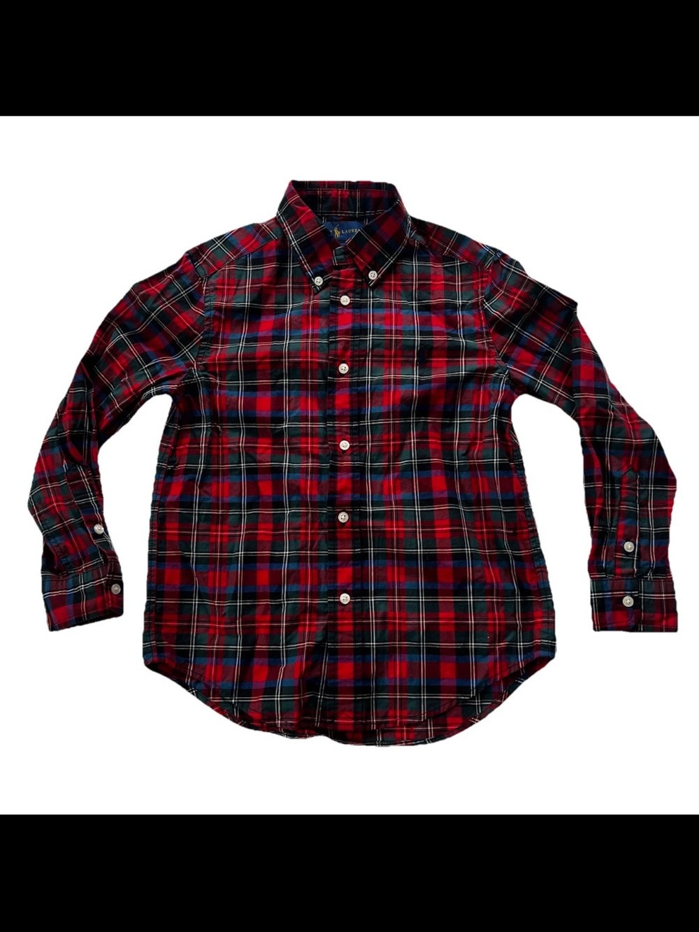 Ralph Lauren Long Sleeve Button Down Shirt Boys 6 Tartan Plaid Holiday Preppy